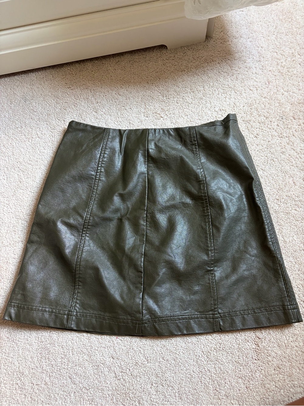 Alya Olive Green Faux Leather Mini Skirt